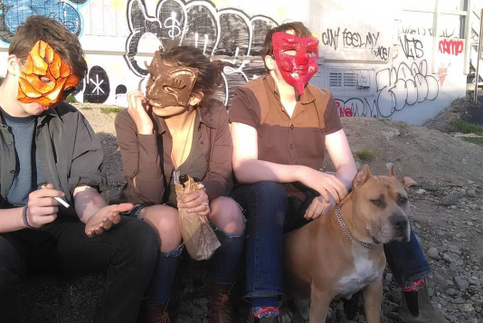 Roy Duquette’s stunt dog Marshall and the masked juvenile delinquents.